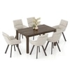 Atlas Solid Wood 6 Seater Compact Dining Table With 6 Bren Swivel Dining Chairs (Finish : Danish Walnut, Chair Colour : Ivory)