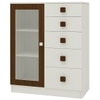 Rivera Crockery Unit-cum-Chest of Drawers with 5 Drawers and Toughened Glass Ivory - Coffee Walnut