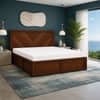 Vanya Solid Wood Compact Queen Bed Hydraulic Storage Provincial Teak Finish Mattress 60 x 72 Inches
