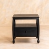 Archie Spindle Solid Wood Bedside Table in Black Colour