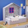 Little Hut Engineered Wood Drawer Storage Bed in Grey Colour