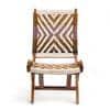 NatWest Sheesham Wood Relaxing Lounge Chair in Assorted Multi-Colour Chindi and White Rope Canning