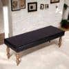 Cairo Sheesham Wood Accent 3 Seater Bench In Black Leatherite