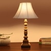 Devansh Off-White Cotton Vintage  Lamp With Wood Base (12X12X22.75)