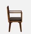 Lifty Sheesham Wood Arm Chair in Provincial Teak Finish With Olive Cushion