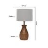 Devansh Grey Cotton Table Lamp With  Wood Natural Base (7X13 Inches)-7