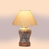 Devansh Conical Off White Cotton Shade Lamp With Wood & Mosaic Glass Base For Decoration/Office/Home/Gifting/Study For Decoration/Office/Home/Gifting/Study -(10X10X14.5) Inches -A