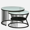 Nxus Square Metal Nesting Coffee Table Set Black Finish White Porcelain Top Set Of 2