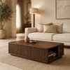 Telford Sheesham Wood Fluted Storage Coffee Table in Walnut Finish