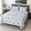 White Floral 400 TC Cotton Flat Queen Size Bedsheet With 2 Pillow Covers  Threads