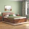 Valencia Solid Wood Queen Size Box Storage Bed In Teak Finish