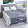 Grey And White Floral Cotton 400 Tc flat Double Queen Size Bedsheet With 2 Pillow Covers