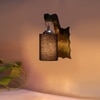 Devansh Solid Wood Electric Wall Light in Brown Colour with Black Shade Count of 1 Light