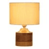 Riley Black Jute Table Lamp with White Brushed wood base