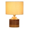 Luna off-white cotton table lamp with Natural Wood Base