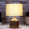 Luna off-white cotton table lamp with Natural Wood Base