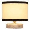 Avery white & black cotton table lamp with White Brushed wood base