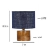 Damia Blue Jute table lamp with Natural Wood Base