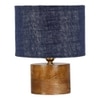 Damia Blue Jute table lamp with Natural Wood Base