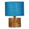 Darcy Turquoise Jute lamp with Natural Wood Base