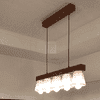 Hexa Brown Solid Wood Cluster Hanging Light