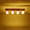 Hexagon Brown Solid Wood Ceiling Light