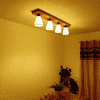 Hexagon Brown Solid Wood Ceiling Light