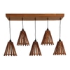 Funnel 5 Series Brown Solid Wood Cluster Hanging Light
