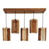 Hexa 5 Series Brown Solid Wood Cluster Hanging Light