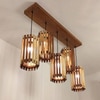 Hexa 5 Series Brown Solid Wood Cluster Hanging Light