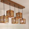 Lyon 5 Series Brown Solid Wood Cluster Hanging Light