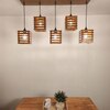 Lyon 5 Series Brown Solid Wood Cluster Hanging Light