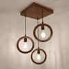 Halo Brown Solid Wood Cluster Hanging Light