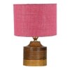 Amaya Pink Jute table lamp with Natural Wood Base
