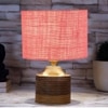 Amaya Pink Jute table lamp with Natural Wood Base