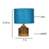 Reese Turquoise Jute lamp with Natural Wood Base