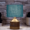 Reese Turquoise Jute lamp with Natural Wood Base