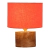 Corinna Orange cotton table lamp with Natural Wood Base
