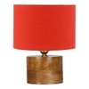 Corinna Orange cotton table lamp with Natural Wood Base