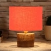 Corinna Orange cotton table lamp with Natural Wood Base