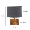 Demina Grey Jute Table Lamp with Natural Wood Base