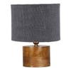 Demina Grey Jute Table Lamp with Natural Wood Base