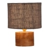 Demina Grey Jute Table Lamp with Natural Wood Base