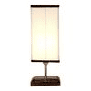 Elske white & black cotton table lamp with Square Brown Wood Base