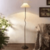 Ruby White Natural Fiber Floor Lamp with Black Iron Base