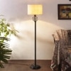 Daraine Off White Fabric Floor Lamp with Black Iron Base
