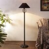 Jay Black Fabric Floor Lamp with Black Iron Base