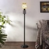 Raven Multicolour Glass Floor Lamp with Black Iron Base