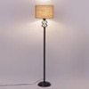 Rosemary Beige Natural Fiber Floor Lamp with Black Iron Base