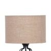 Rosemary Beige Natural Fiber Floor Lamp with Black Iron Base